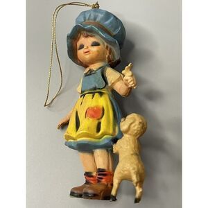 Christmas Greeting And Ornament Girl With Lamb Hong Kong Bradford Novelty Co